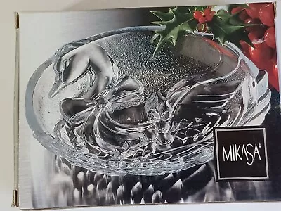 Mikasa Christmas Holiday Goose Candy/Trinket Crystal Dish -NIB • $10