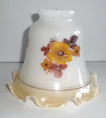 1 One Vintage Milk Glass Ceiling Light Lamp Shade Floral Fluted Edge • $12