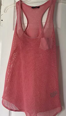 Moda International Pink Mesh Racerback Tank Medium Small Pocket • $10