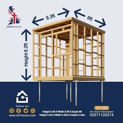 Garden Office Summer House Studio Pod Frame - DIY Self Build Kit - 2.4 M X 2.5m • £1580