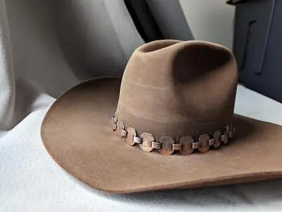 Vintage LARRY MAHAN Cowboy Hat 7-1/8 Mink Brown FUR FELT Western USA Made • $224.95