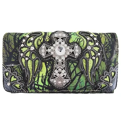 Camouflage Cross Western Purses Country Handbags Women Shoulder Bags Wallet Set • $21.95