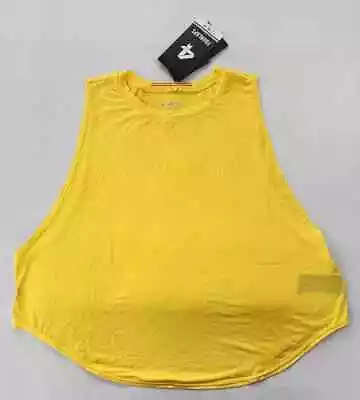 Four Laps Tank Women's XL Yellow/Squash Curve Cropped Fitness Workout Tank • £18.30