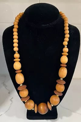 Beautiful Vintage 25  Necklace Chunky Graduated Wood Ball Beads • $6