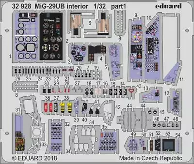 Eduard 1/32 MiG-29UB Cockpit+Detail (Trumpeter) 32928 • $30.79