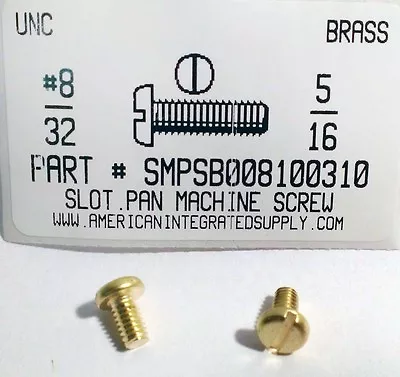 #8-32x5/16 Pan Head Slotted Machine Screws Solid Brass (25) • $11.75