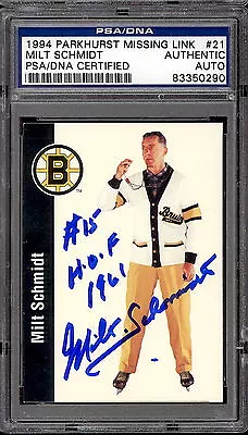 1956-57 Parkhurst Missing Link #21 Milt Schmidt Nm Psa Dna Autograph Auto Bruins • $84.99