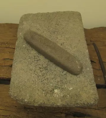 Antique Metate #51-Grinder-Rustic-Complete-Old Mexican-Primitive-9.5x13.5x6 • $239.97