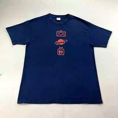 Vintage U2 Band T-Shirt Mens Large Navy Blue Elevation Tour Concert Made USA Y2k • $12