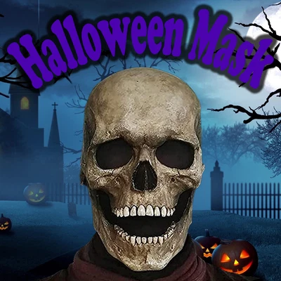 $14.05 • Buy Full Head Skull Mask Helmet With Movable Jaw Halloween Cosplay Crazy Party Prop