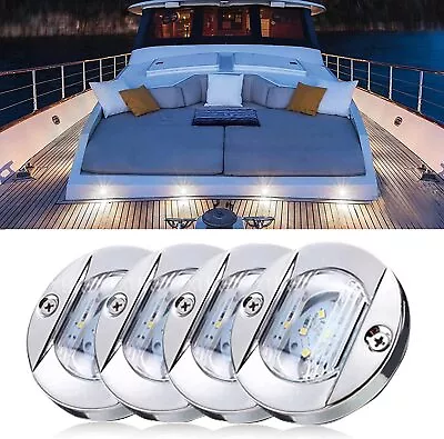 4pcs 3  White Round LED Marine Courtesy Light Boat Interior Light Deck Bow Light • $12.94