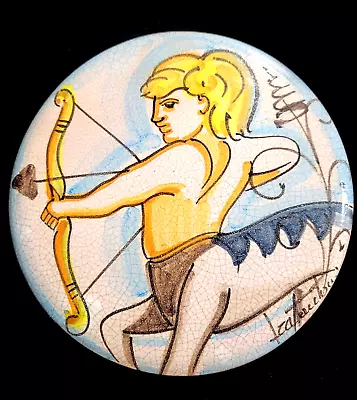 Vietri Fratantoni Hand Painted Terra Cotta Zodiac Sagittarius Round Tile Plaque • $14.95