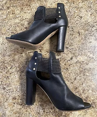 VTG JIMMY CHOO MERCY 95 STUDDED BLACK LEATHER BOOTIES SIZE 39.5 Shoes 3.9  HEEL • $150