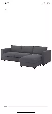 VIMLE Cover Gunnared Medium Grey For 3-seat Sofa-bed With Chaise Longue • £150