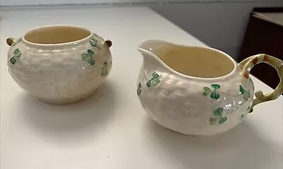 Belleek Vintage Parian Translucent Irish China Sugar And Creamer Set  • $38