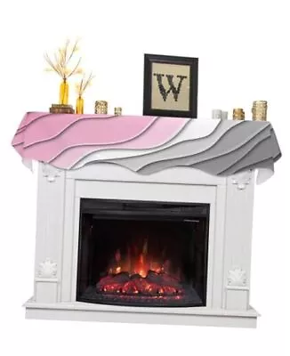 Pink White Gray Mantle Scarf For Fireplace Beach 70 X 17 Inch Abstract Pink • $34.53