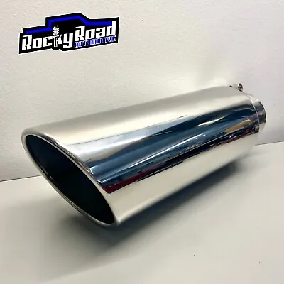 Diesel Exhaust Tip 4” Inlet 6” Outlet 18  Long Stainless Steel Bolt-On SpeedFX • $43.99
