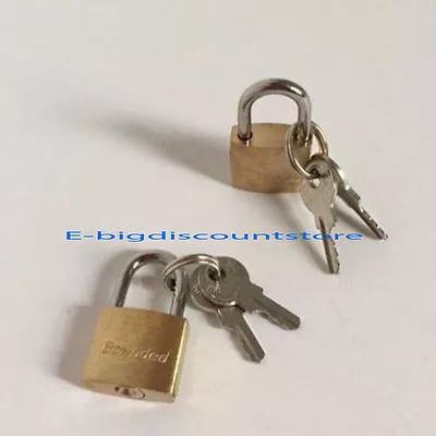 (2)Small Metal Padlock Mini Brass Tiny Box Lock Jewelry 2 Keys Luggage/Suitcase  • $8.89