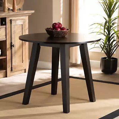 Modern And Contemporary Dark Brown Finished 35-Inch-Wide Round Wood Dining Table • $103.23