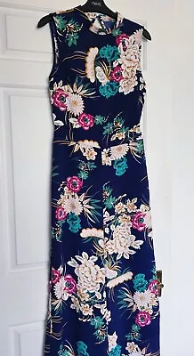 Missguided Navy Floral Open Back Jumpsuit Size 10 • £8