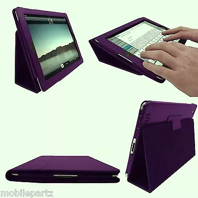 Purple Faux Leather Folio / Flip / Wallet Case With Stand For Apple IPad 2 3 & 4 • £4.99