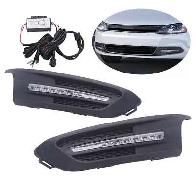 Pair LED DRL Front Bumper Fog Lamps For 2011 2012 2013 2014 VW Jetta Sagitar MK6 • $57