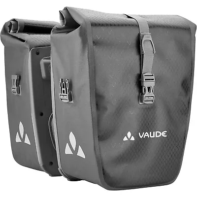 Vaude Aqua Front Bike Pannier Bags 100% Waterproof 28L Black Pair - H • £80