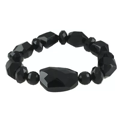 HSN Black Color Multi Shape Onyx Stretch Bracelet $80 • $51.83