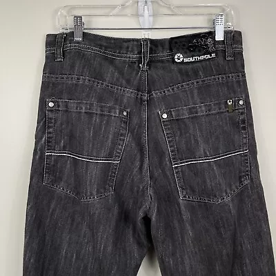 Southpole 4180 Jeans Men's Size 34 Y2K Black Dark Wash Wide Leg Baggy Hip Hop • $39.99