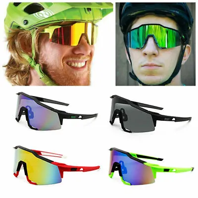 For Men Sunglasses Sport Outdoor Cycling Shield Single Lens Speed Goggle Mirror • $12.99