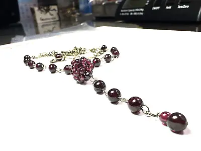 Vintage 925 Sterling Necklace 22  WITH PURPLE BEADS L(@@)K VERY NICE • $20