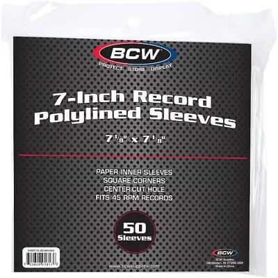 BCW 7-Inch Record Paper Inner Sleeves Polylined With Hole White 50ct. • $12.88