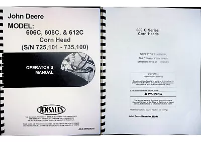 John Deere 606C 608C 612C Corn Head Owners Operators Manual 725101-735100 • $20.98