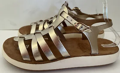 Ancient Greek Sandals Gold Metallic Comfort Fisherman Sandals Womens 8.5 • $35