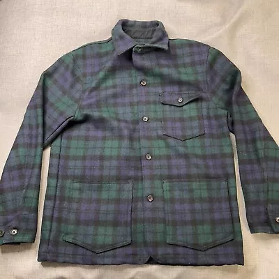 Taylor Stitch Ojai Coat Jacket Men's 44 Plaid Wool Spread Collar Button Up • $100