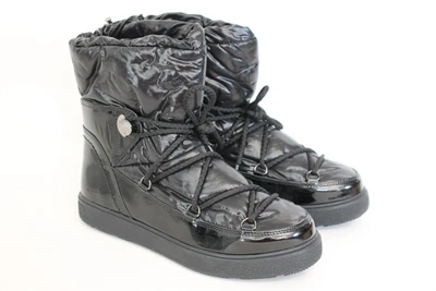 £97 • Buy MONCLER Ladies Black Patent Lace-Up Platform Snow Boots EU40 UK7 RRP580