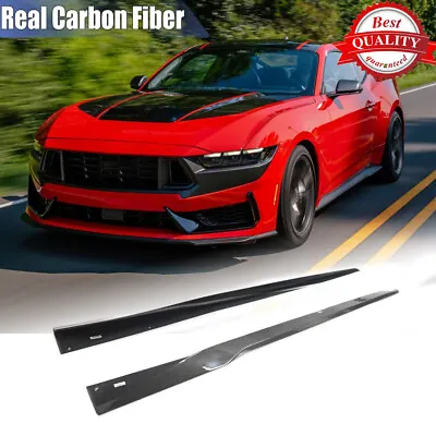 For 2024UP Ford Mustang Dark Horse Real Carbon Side Skirts Extension Lip Spoiler • $474.99