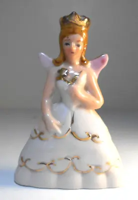 Antique Vtg Miniature 3  Princess ANGEL Figurine-Gold Crown &Star Wand-porcelain • $11.95