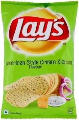 Lay's Crispy Wavy Chips And Snacks Lay's American Style Cream & Onion Pack Of 4 • £10.33