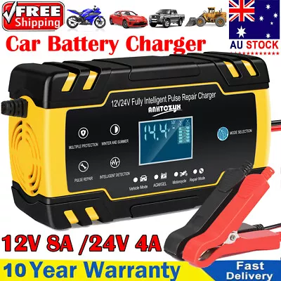 8A 12V-24V Car Battery Charger Trickle Smart Repair LCD Motorcycle Caravan Truck • $17.99