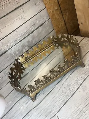 Vintage Antique Ornate Brass Frame Oval Footed Vanity Table Mirror Regency Heavy • $55.80