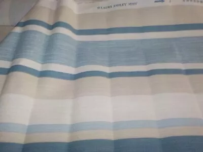 Laura Ashley Awning Seaspray Blue Striped Cotton Fabric Remnants BN • £10.50