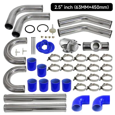 Universal 2.5  63mm Aluminum Intercooler Pipe + BOV Turbo Blow Off Valve Kit BL • $315.59