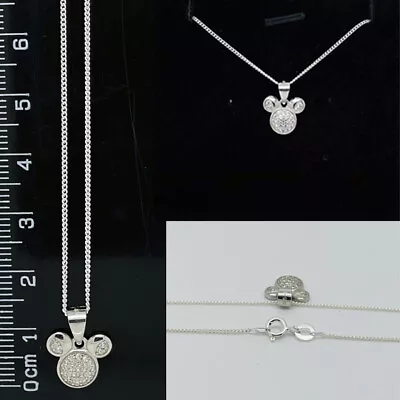 925 Sterling Silver Mickey Mouse Necklace Or Pendant Gift Boxed Cubic Zirconia • $17.99