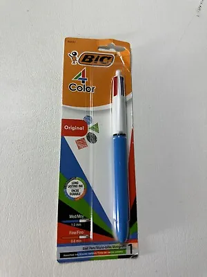 BIC 4 Color Ball Pen Blue Body Medium Red Blue Black & Green #90031 New • $9