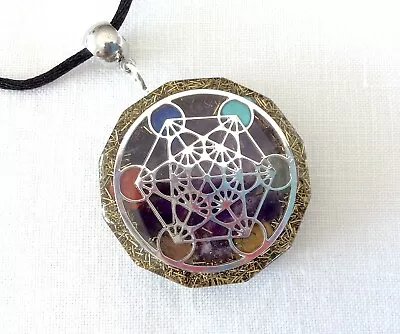 Orgone Pendant Sacred Geometry Metatron Amethyst Seven Chakra Stones Made In USA • $22.99