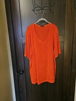 EUC Women's Plus Vikki Vi Red Orange Stretch Knit Blouse Top Size 2X • $24.99