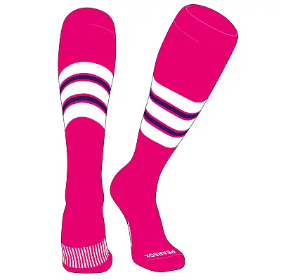 Striped OTC Baseball Softball Football Socks (F) Hot Pink White Purple • $15.99