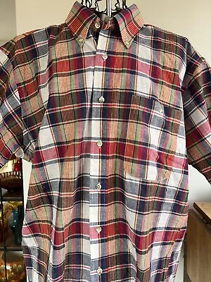 Men’s VTG Madras Plaid Shirt XL Short Sleeve USA NEW Button Down Signature • $24.95