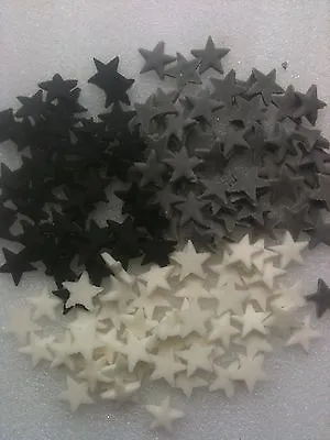 150 X Edible Sugarpaste Stars - Cake Topper White/grey/black • £4.50